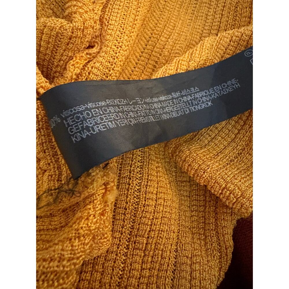 ZARA Mustard Yellow Ribbed Knit Midi Dress | Boho Minimalist Summer S - Picture 9 of 9
